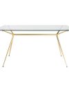 Modern 60" Executive Glass Desk with Matte Brushed Gold Frame