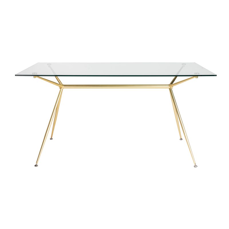 Modern 60" Executive Glass Desk with Matte Brushed Gold Frame