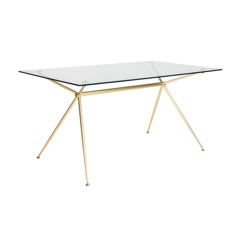 Modern 60" Executive Glass Desk with Matte Brushed Gold Frame - Image 2
