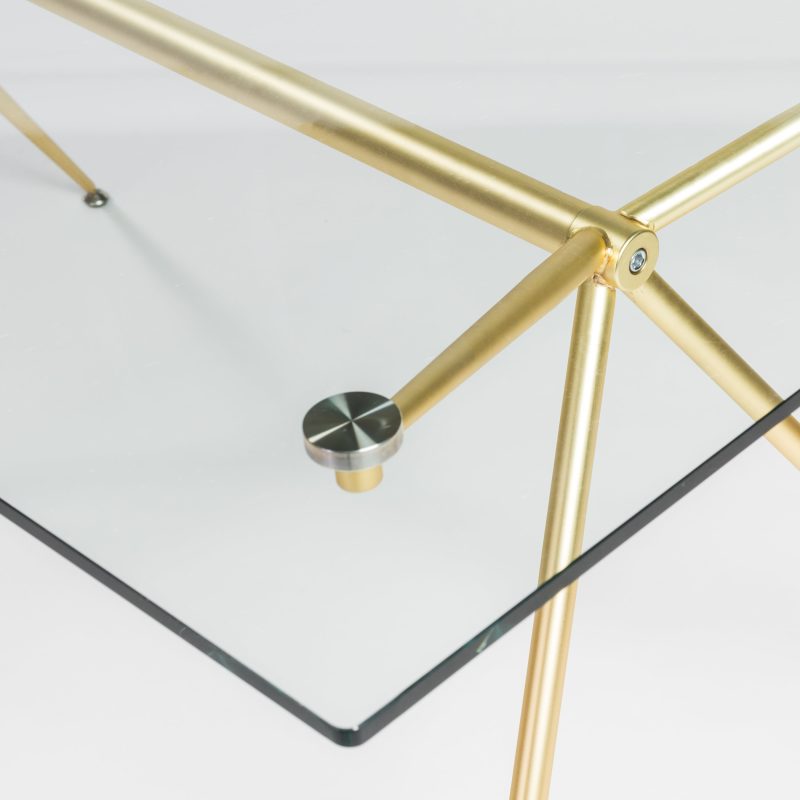 Modern 60" Executive Glass Desk with Matte Brushed Gold Frame - Image 5
