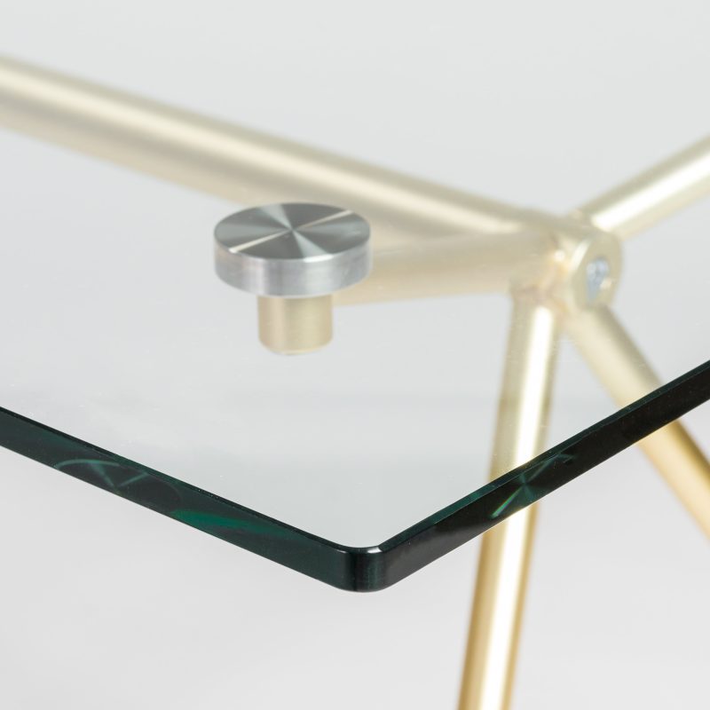 Modern 60" Executive Glass Desk with Matte Brushed Gold Frame - Image 4