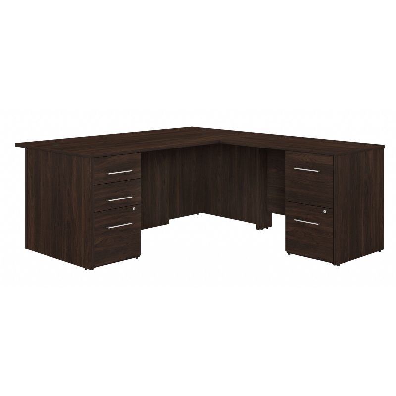72" L-Shaped Modern Executive Desk with Drawers in Black Walnut - Image 3