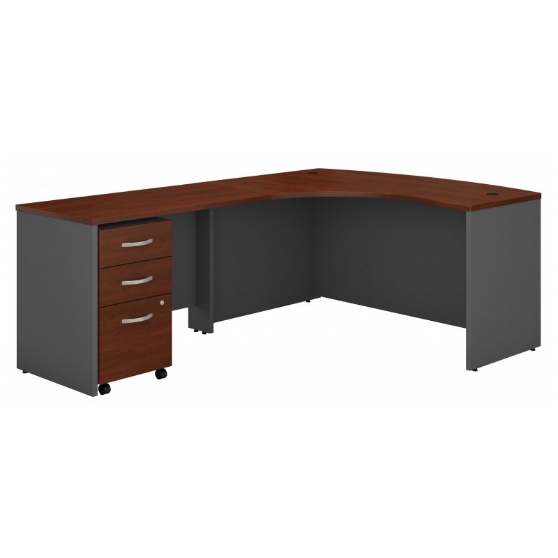 60" Left-Handed L-shaped Desk with Mobile Pedestal in Cherry/Graphite - Image 2