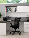 White & Deep Gray L-shaped Desk with Hutch