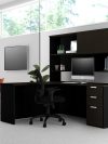 Premium L-shaped Desk with Hutch in Deep Gray & Black