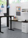 White & Deep Gray 71" Single Pedestal Desk & 48" Height-Adjustable Side