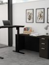 Deep Gray & Black Single Pedestal Desk with Height Adjustable Side