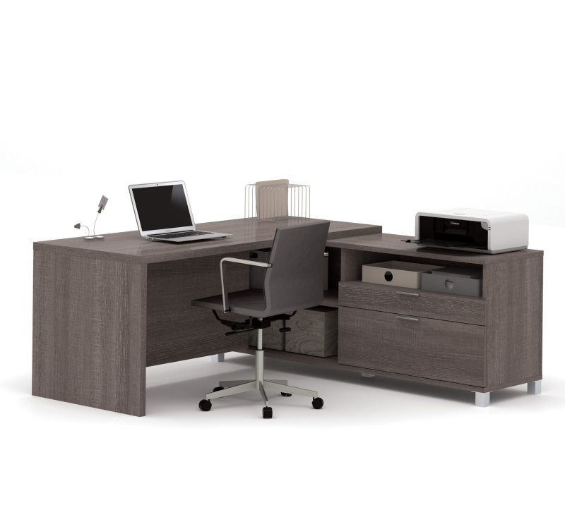 71" x 71" Bark Gray L-shaped Desk with Integrated Storage - Image 2