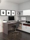 Bark Gray & White 71" x 71" L-shaped Desk with Built-in Storage