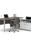 Modern Premium L-shaped Desk in Bark Gray & White Finish