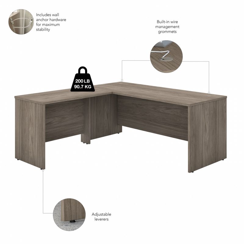 Modern Hickory 72"x 72" Premium L-Shaped Modern Office Desk - Image 4