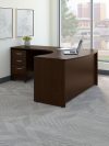 60" Left-Handed L-shaped Desk with Mobile Pedestal in Mocha Cherry