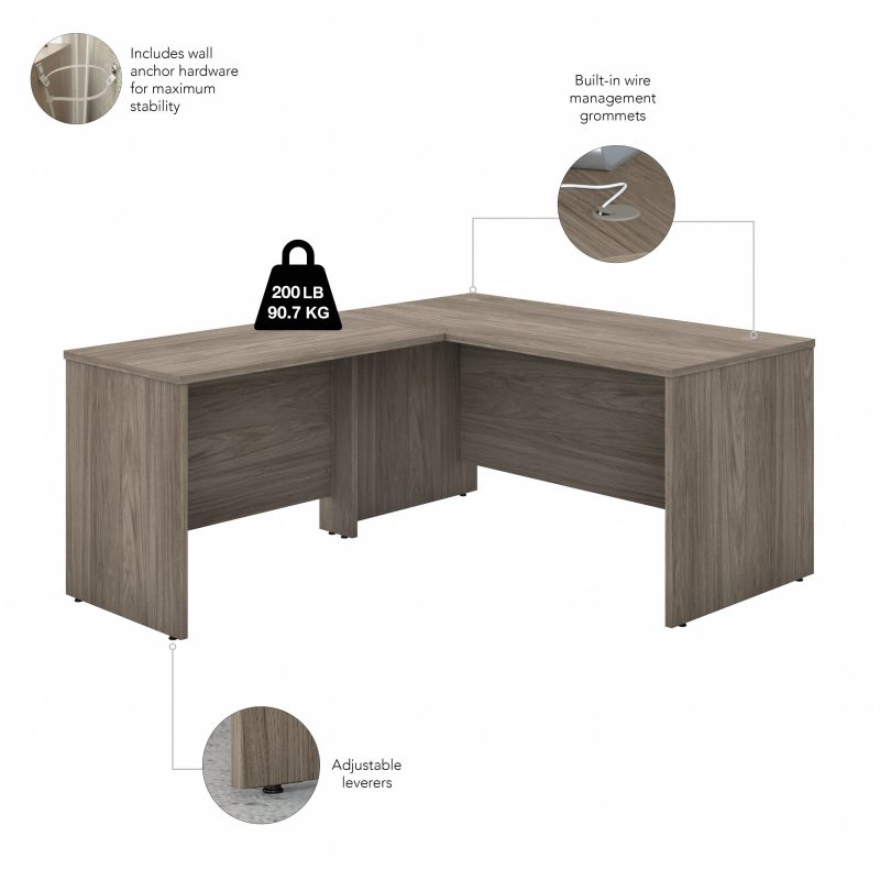 Modern Hickory 72" x 72" L-shaped Desk with Mobile Pedestal - Image 3
