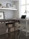 Modern L-shaped Desk with Integrated Storage in Bark Gray