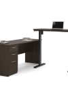 71" Dark Chocolate Single Pedestal Desk with Standing Desk Section