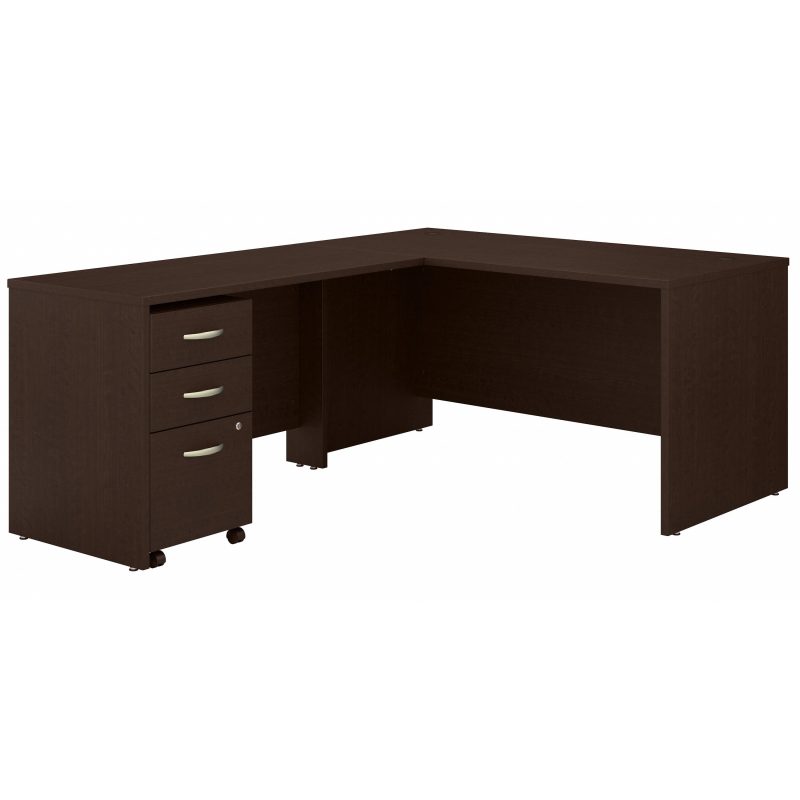 Mocha Cherry L-Shaped Premium Desk with Mobile Pedestal - Image 2