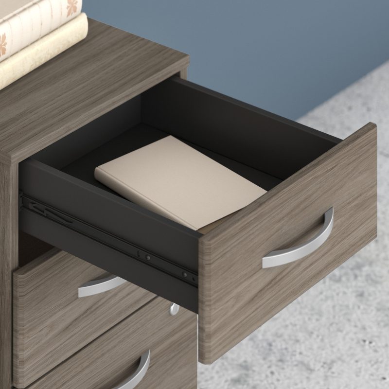 Modern Hickory 72" x 72" L-shaped Desk with Mobile Pedestal - Image 6