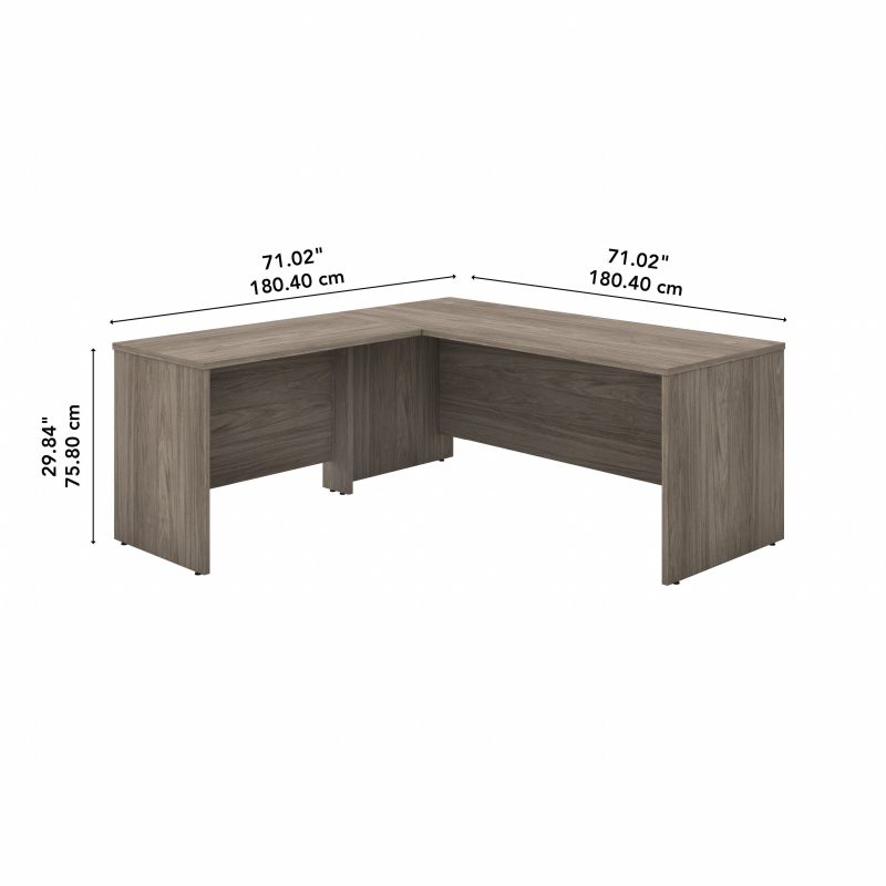 Modern Hickory 72"x 72" Premium L-Shaped Modern Office Desk - Image 3
