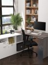 71" L-Shaped Bark Gray and White Office Desk with Storage