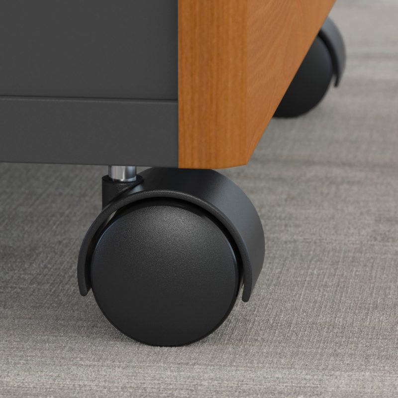 Natural Cherry & Graphite L-Shaped Desk with Mobile File - Image 5