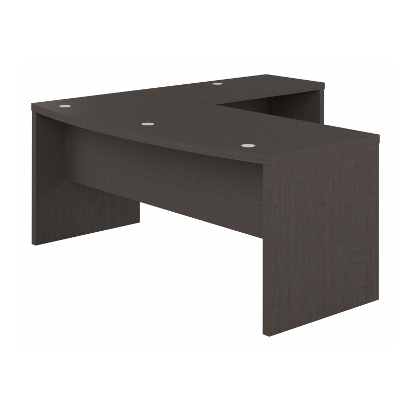 72" Modern L-Shaped Bow-Front Office Desk in Charcoal Maple - Image 2