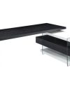 Uber Modern White Lacquer & Wenge Desk with Glass Legs