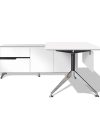Modern White Lacquer L-shaped Desk with Storage (Left Return)