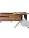 Modern Zebrano Wood L-shaped Desk with Storage (Left Return)