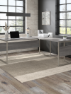 72??Modern Executive L-Shaped Office Desk in Platinum Gray
