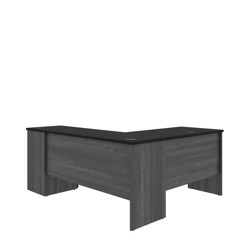 Bark Gray & Black Modern L-shaped Desk - Image 4