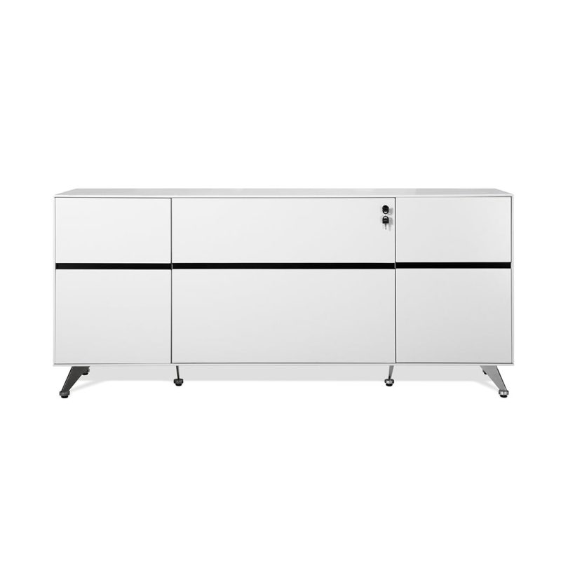 Modern White Lacquer L-shaped Desk with Storage (Left Return) - Image 2