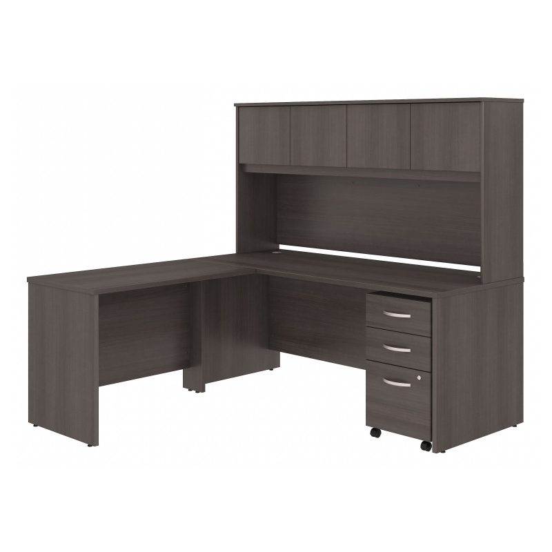 72" x 72" Modern L-Shaped Desk with Hutch & Mobile File in Storm Gray - Image 2