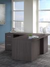 72" L-Shaped Modern Executive Desk with Drawers in Storm Gray