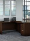 Mocha Cherry L-Shaped Premium Desk with Mobile Pedestal