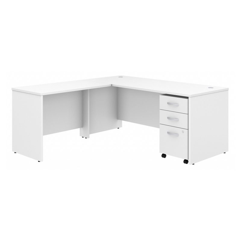 White 72" L-Shaped Desk with 42" Return and Mobile Pedestal - Image 2