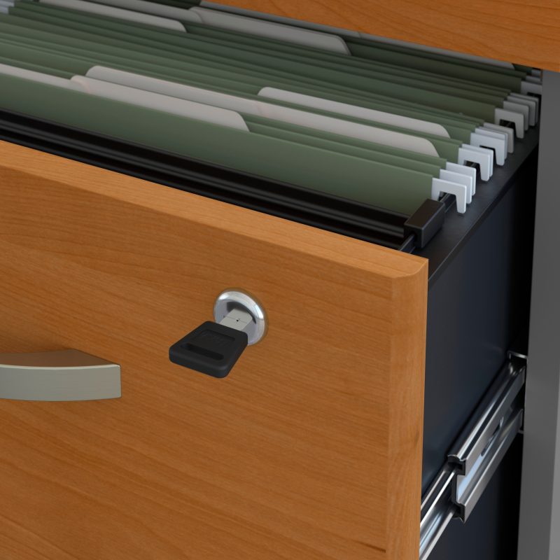 Natural Cherry & Graphite L-Shaped Desk with Mobile File - Image 4