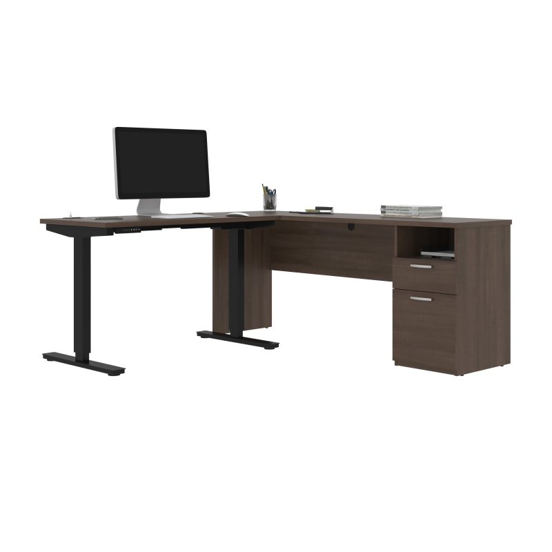 71" Adjustable L-Desk with Filing Area in Antigua - Image 2