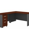 60" L-Shaped Desk with Mobile Pedestal in Cherry/Graphite