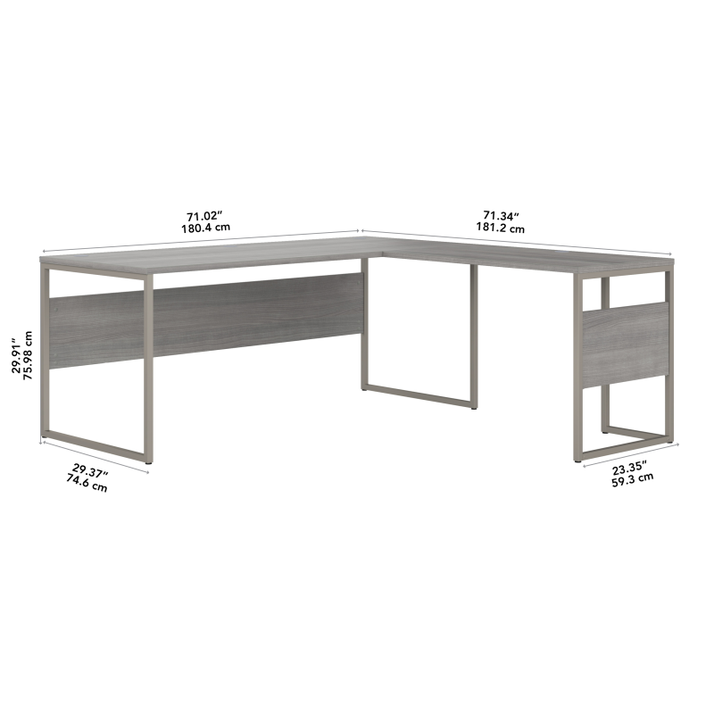 72??Modern Executive L-Shaped Office Desk in Platinum Gray - Image 4