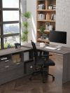 Stunning L-Shaped Bark Gray Office Desk with Storage