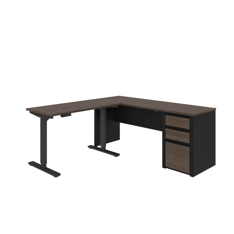 Antigua & Black 71" Single Pedestal Desk with Height Adjustable Side - Image 4