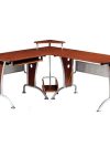Modern Mahogany L-Shaped Desk with CPU Stand