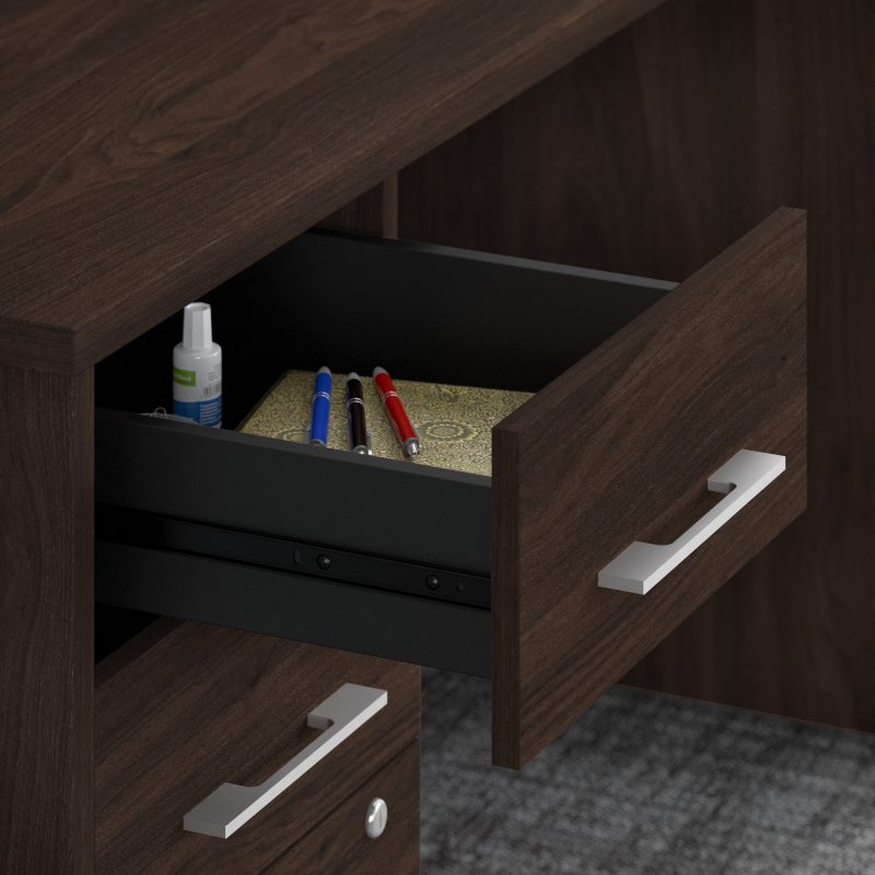 72" L-Shaped Modern Executive Desk with Drawers in Black Walnut - Image 4