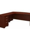 Mahogany Bow-Front Desk with Mobile Pedestal