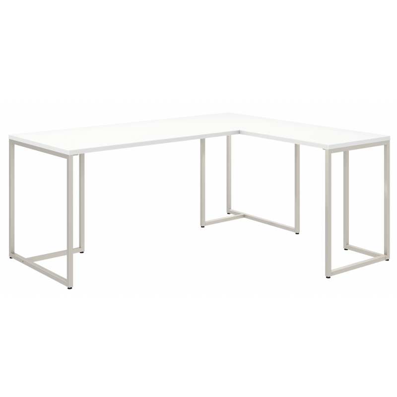 72" Elegant Modern L-Shaped Executive Office Desk in White - Image 2