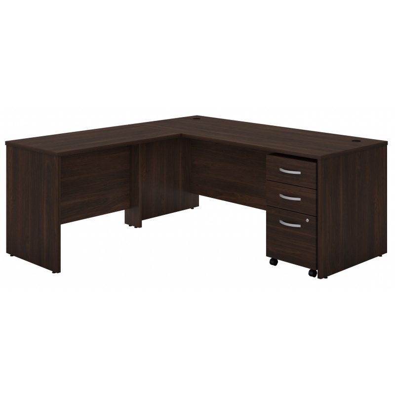 Black Walnut 72" x 72" L-shaped Desk with Mobile Pedestal - Image 2