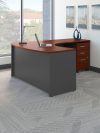 60" Right-Handed L-shaped Desk with Mobile Pedestal in Cherry/Graphite