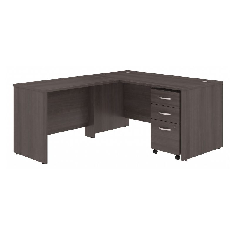 60" x 72" Modern L-shaped Office Desk with Mobile File in Storm Gray - Image 2
