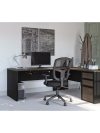 71" x 83" L-Shaped Desk with 3 Drawers in Antigua and Black