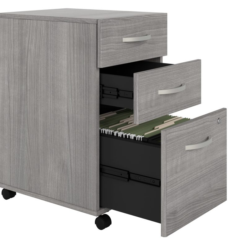 Platinum Gray 72" x 72" Modern L-shaped Desk with Mobile File - Image 3